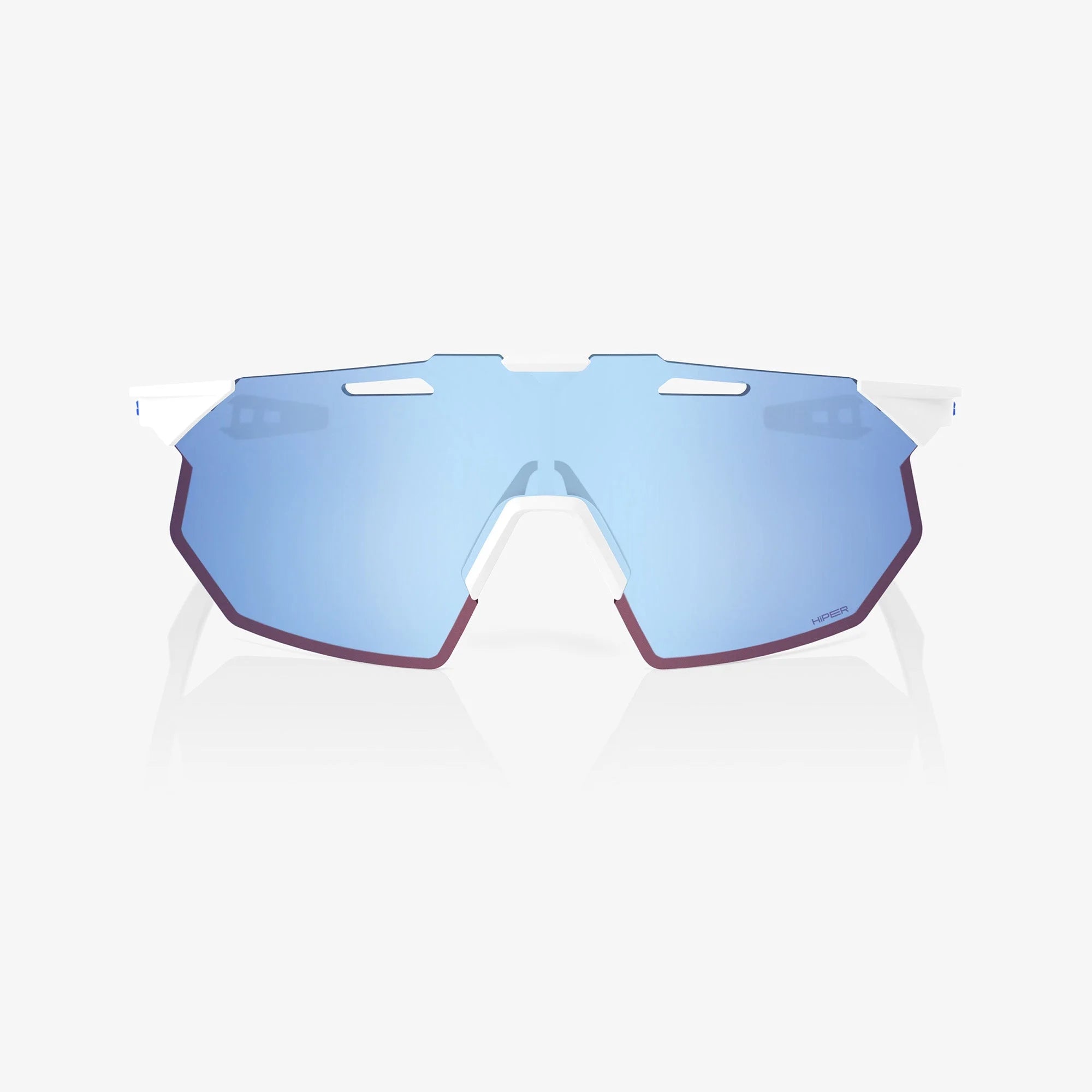 100% Hypercraft SQ Soft Tact White Sunglasses HiPER Blue Multilayer Lens cycling eyewear