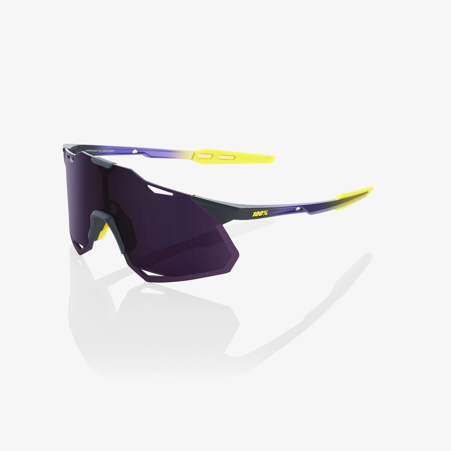 100% Hypercraft XS Matte Metallic Digital Brights Sunglasses with Dark Purple Lens providing UV protection and sharp vision for cycling performance