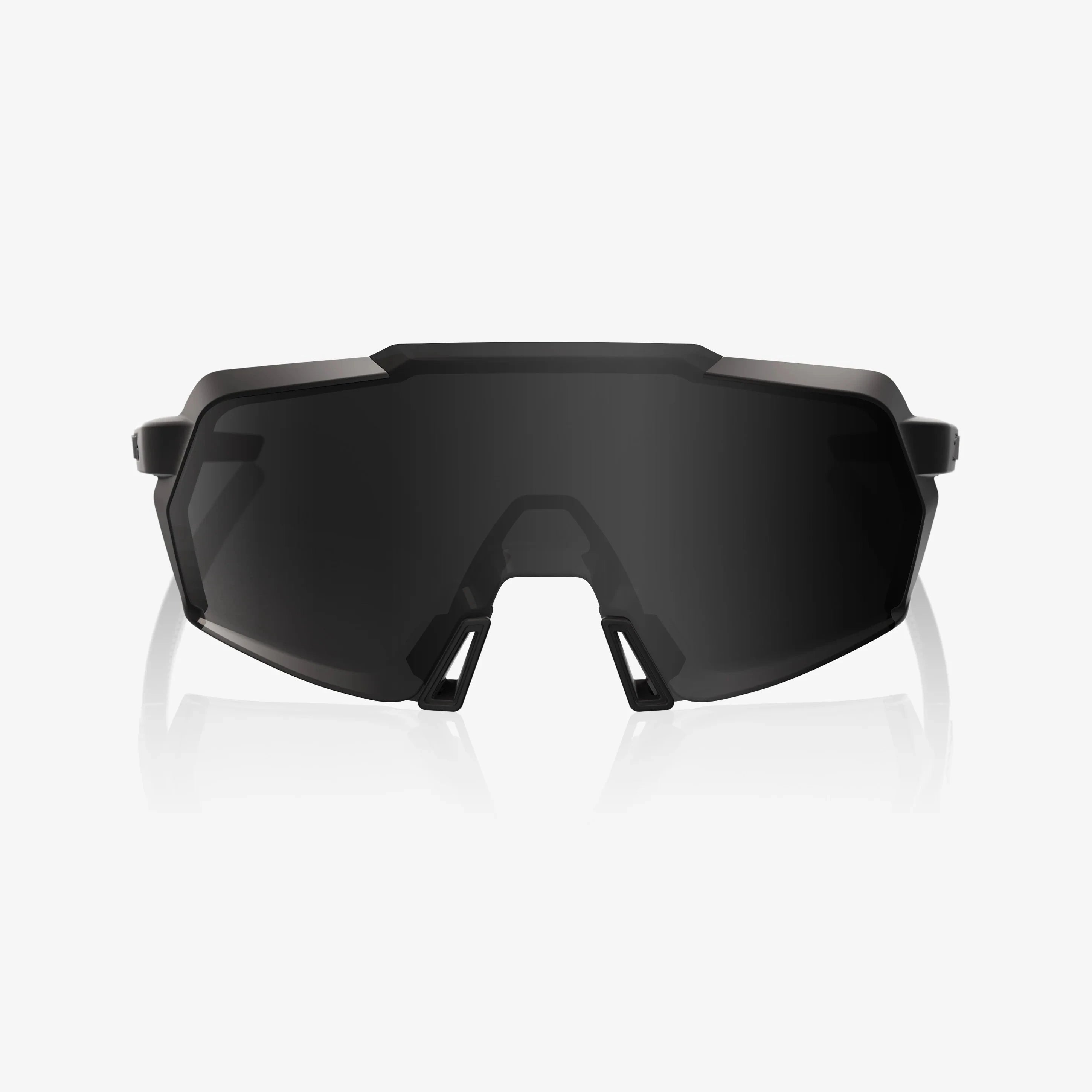100% Korbin matte and gloss black sunglasses with black mirror lens for cycling and outdoor performance