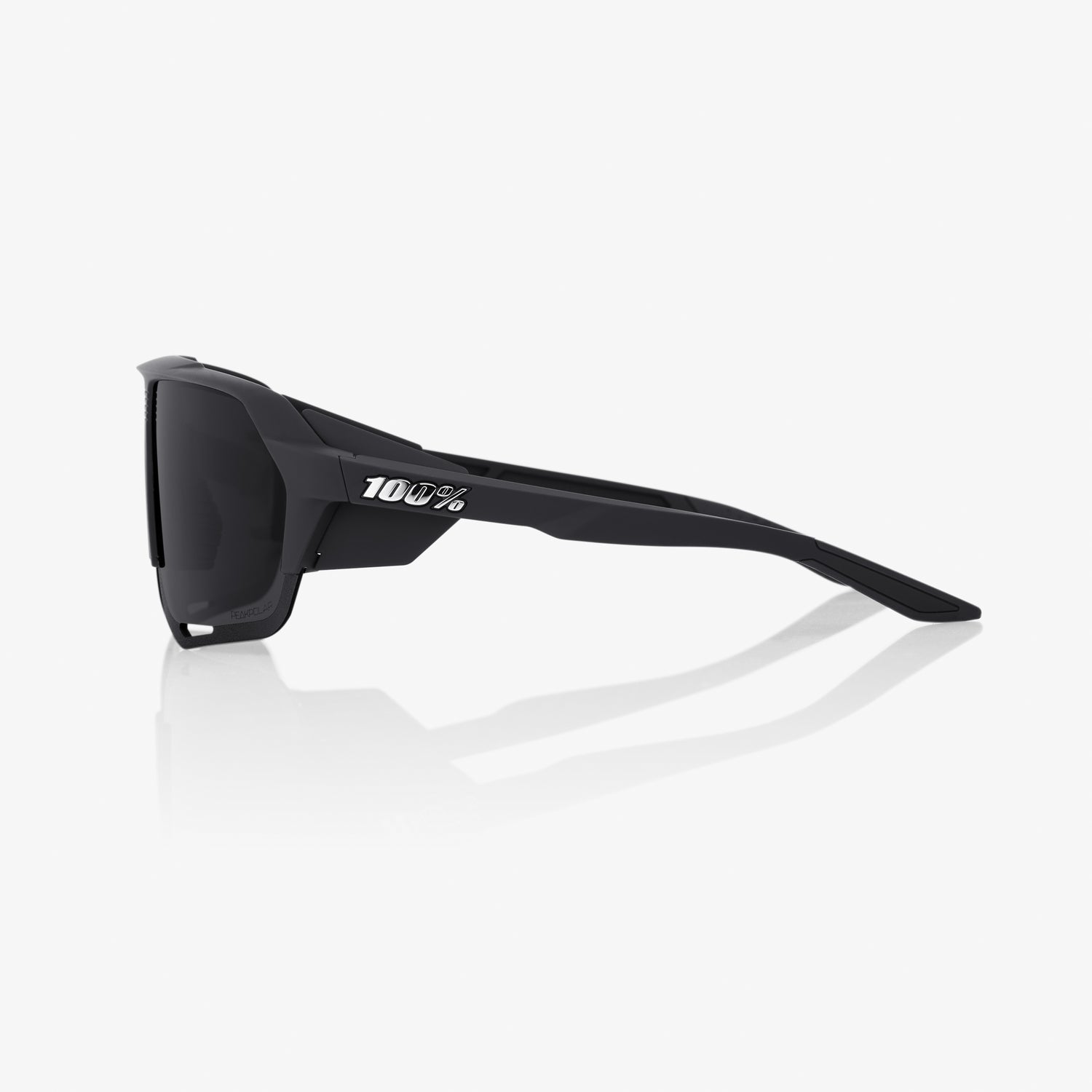 100% Norvik Matte Black Sunglasses with Grey Peakpolar Lens providing glare reduction UV protection and clear cycling vision