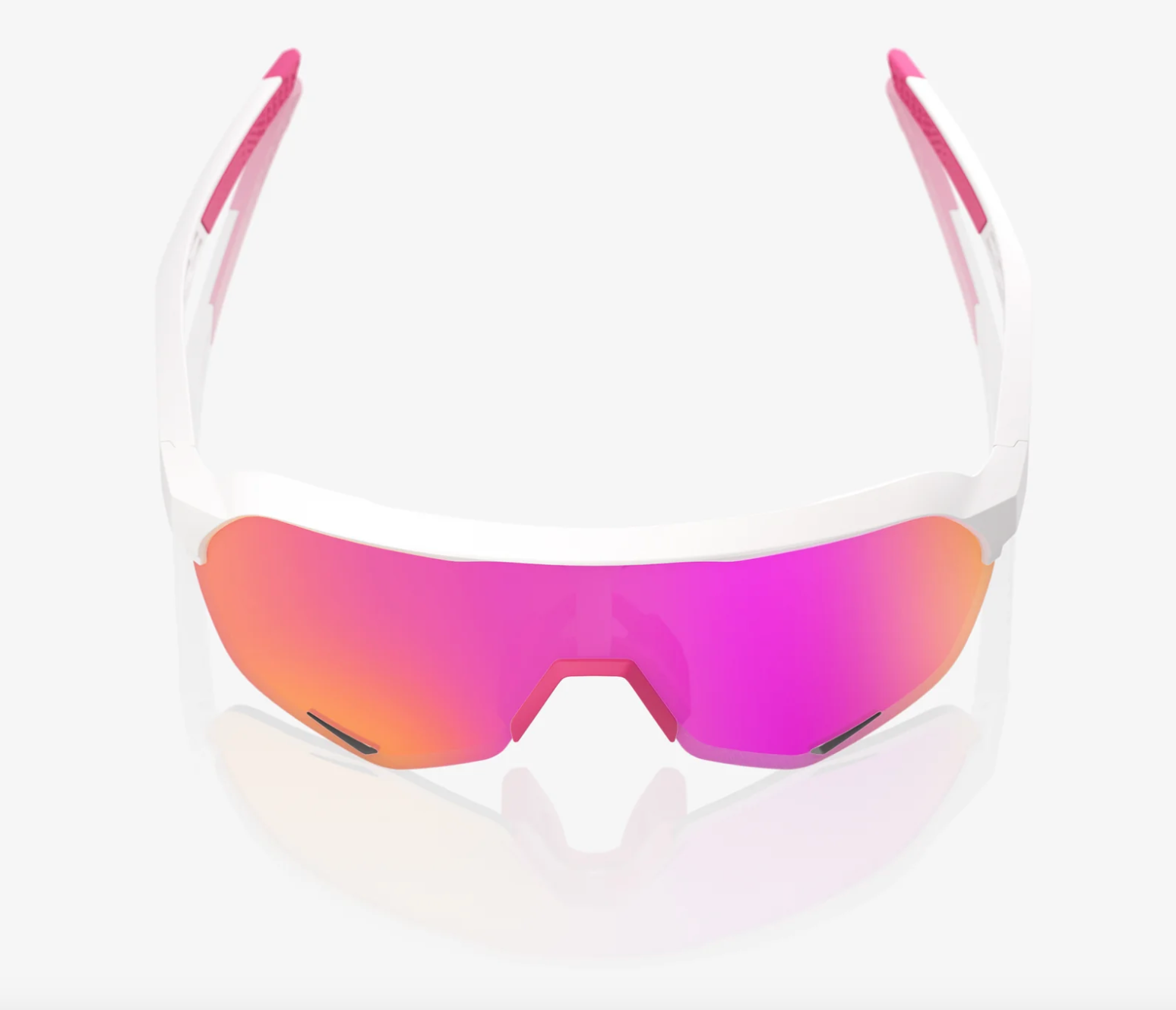 100% S2 matte white pink sunglasses with HiPER vital pink mirror lens for cycling and outdoor performance