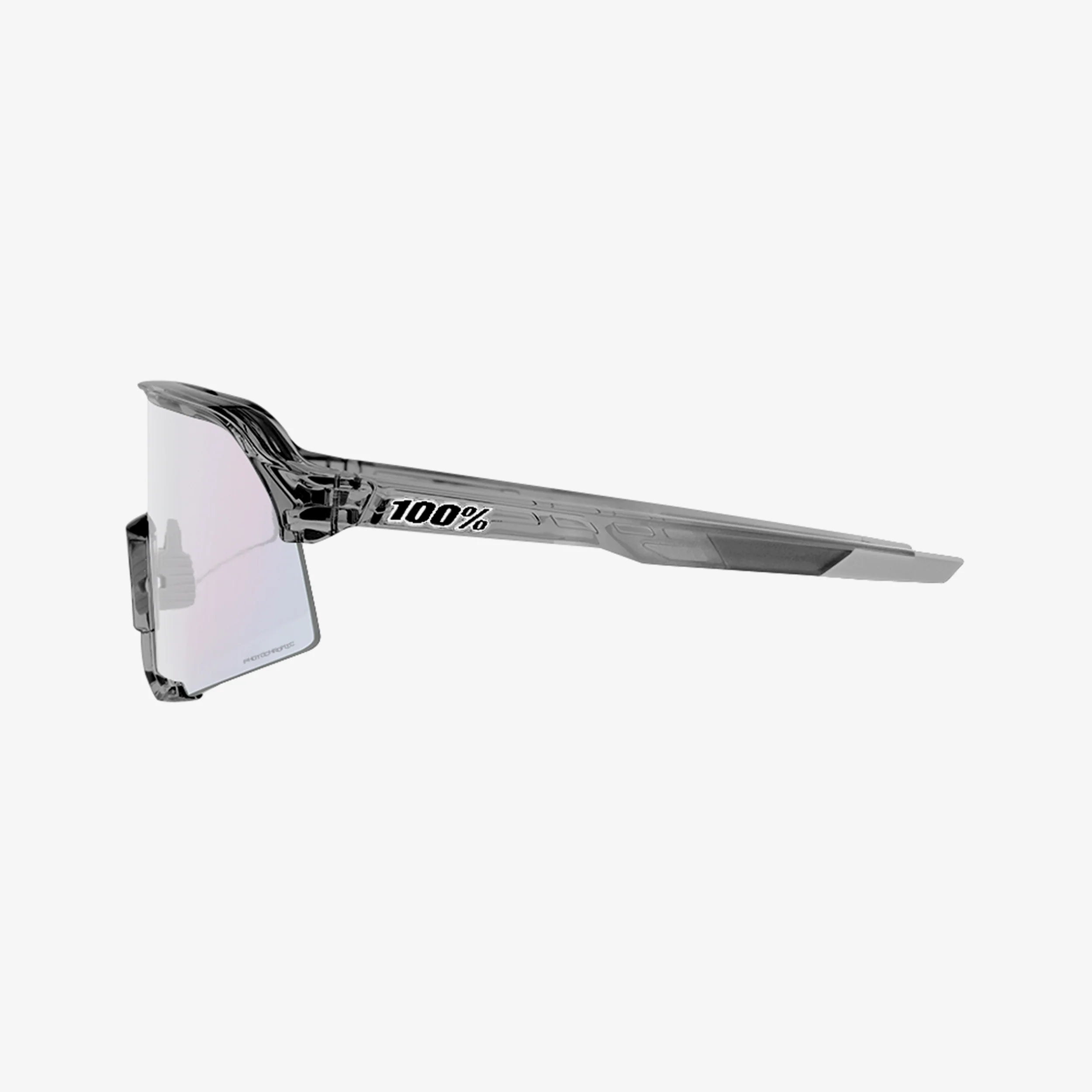 100% S3 polished translucent grey sunglasses with rose gold mirror lens for cycling and performance sports