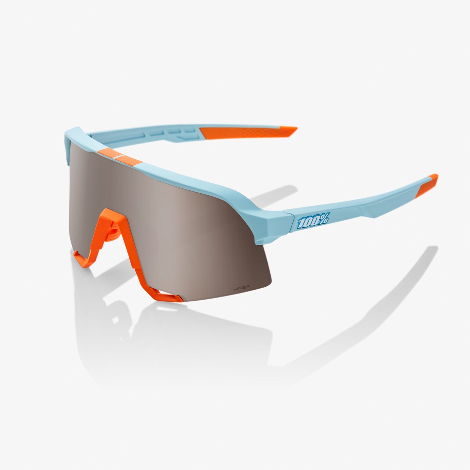 100% S3 Soft Tact Two Tone Sunglasses with Silver Mirror Lens offering UV protection and sharp vision for high-performance cycling