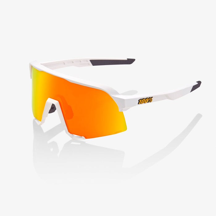 100% S3 Soft Tact White Cycling Sunglasses HiPER® Red Multilayer Mirror Lens + Clear Lens
