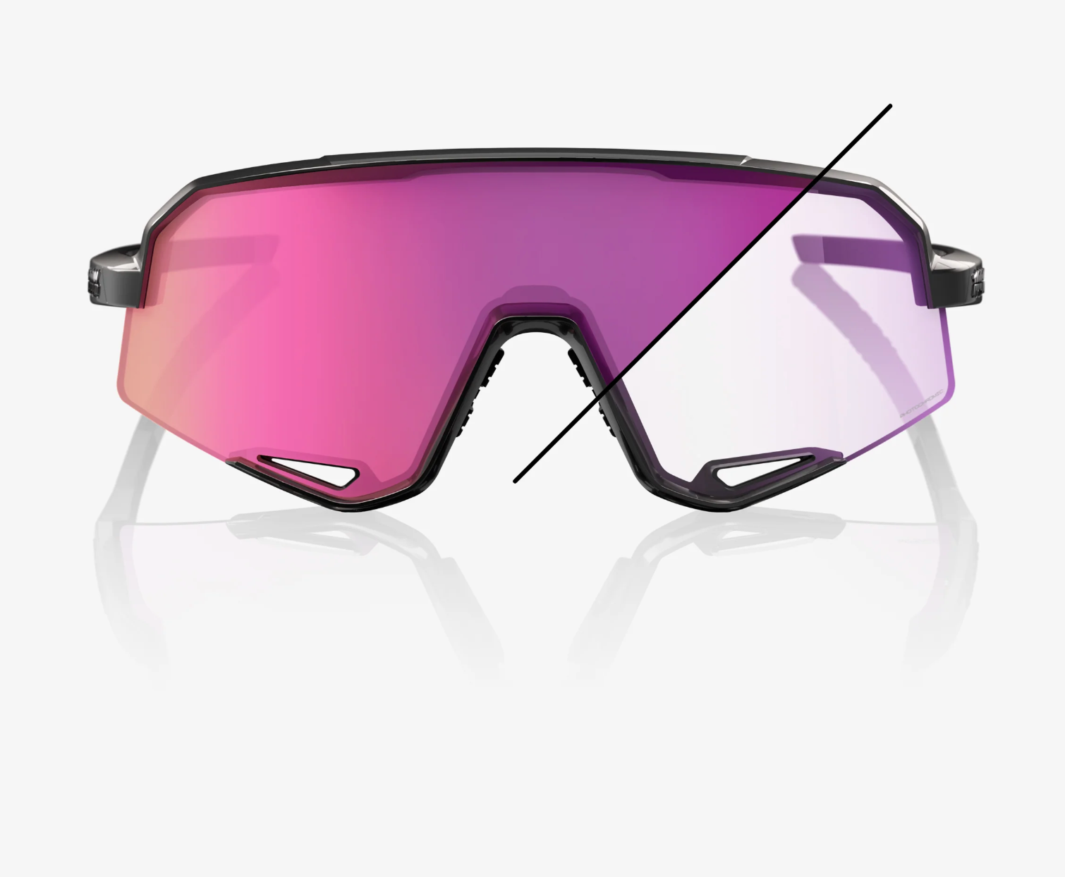 100% Slendale gloss black sunglasses with purple mirror photochromic lens for cycling and outdoor sports