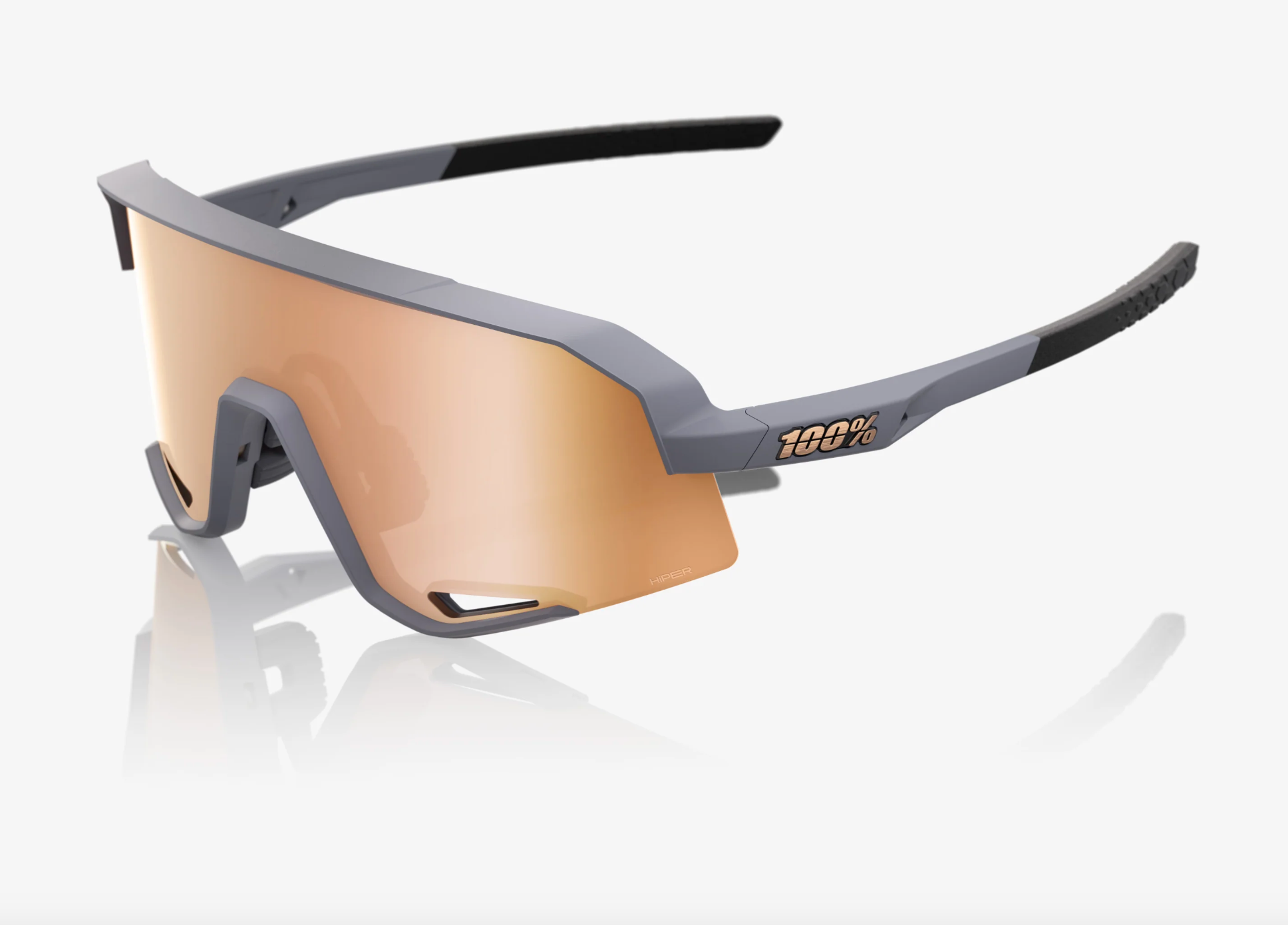 100% Slendale soft tact grey sunglasses with HiPER copper mirror lens for cycling and outdoor performance