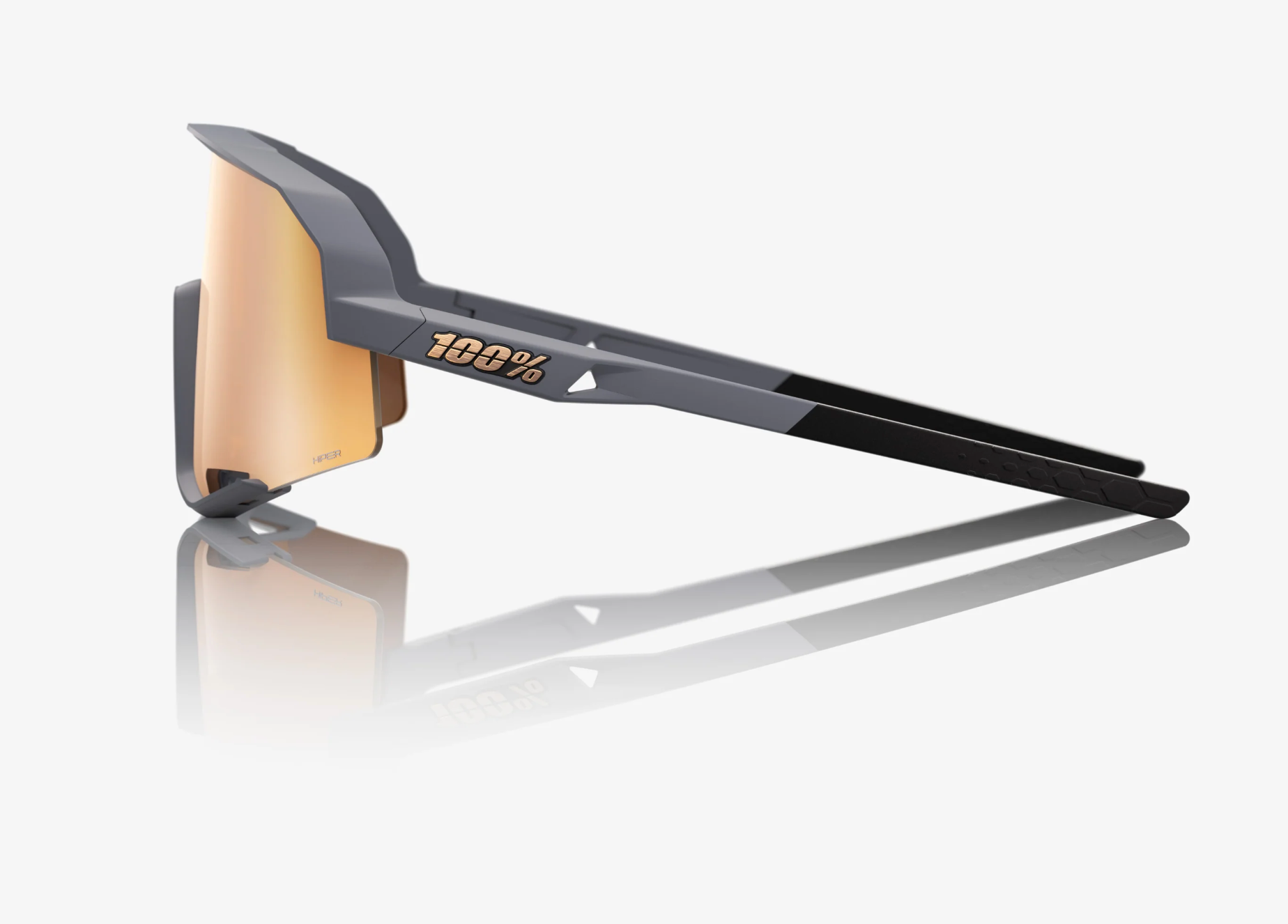 100% Slendale soft tact grey sunglasses with HiPER copper mirror lens for cycling and outdoor performance