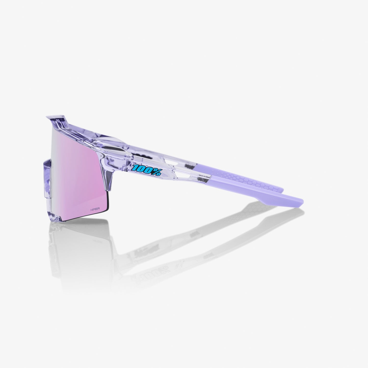 100% Speedcraft Polished Translucent Lavender Sunglasses with HiPER Lavender Mirror Lens providing UV protection and crisp optical clarity
