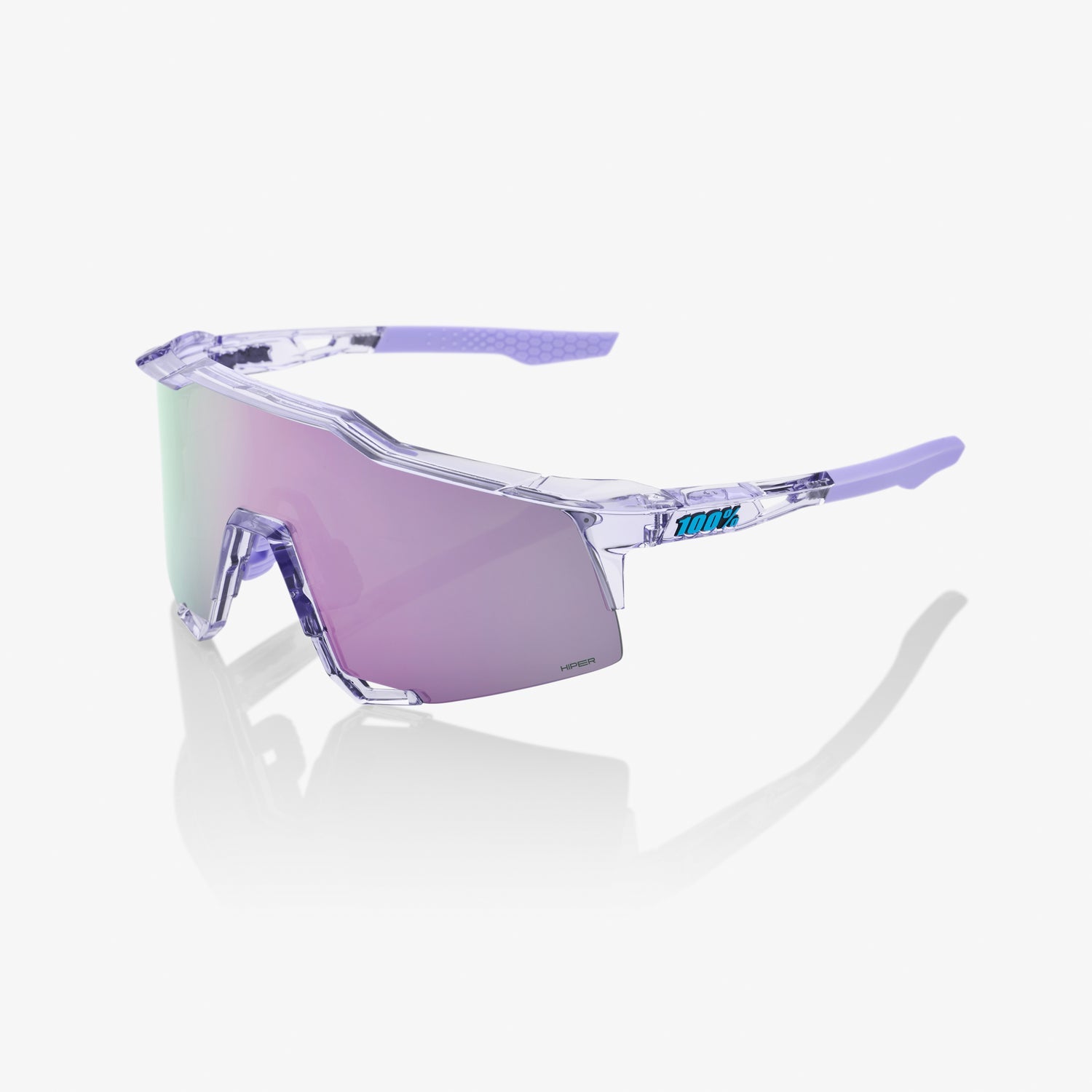 100% Speedcraft Polished Translucent Lavender Sunglasses with HiPER Lavender Mirror Lens providing UV protection and crisp optical clarity