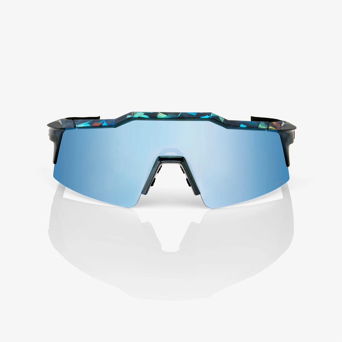 100% Speedcraft SL Black Holographic Sunglasses, HiPER Blue Multilayer Lens