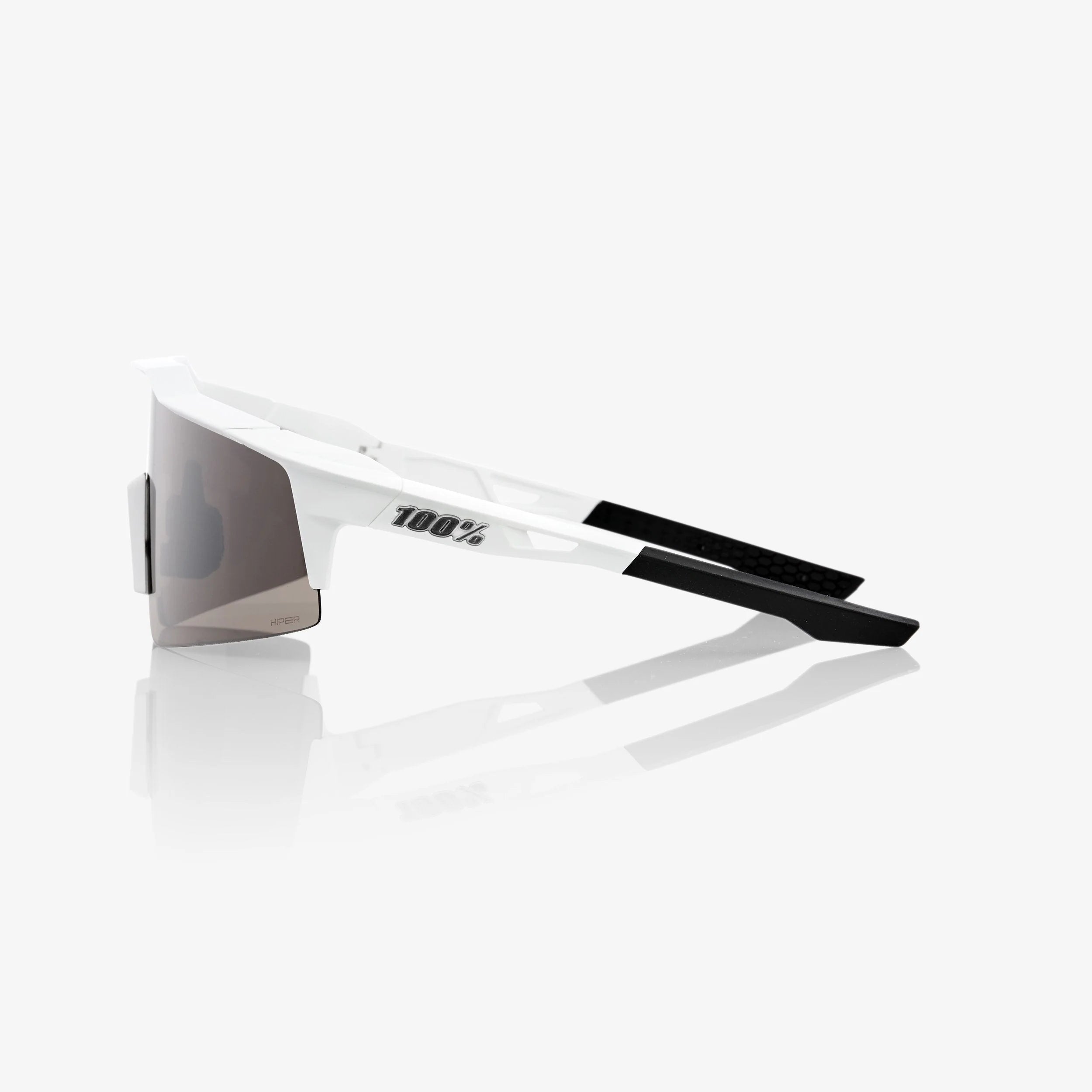 100% Speedcraft SL Matte White Sunglasses HiPER Silver Lens lightweight performance cycling eyewear