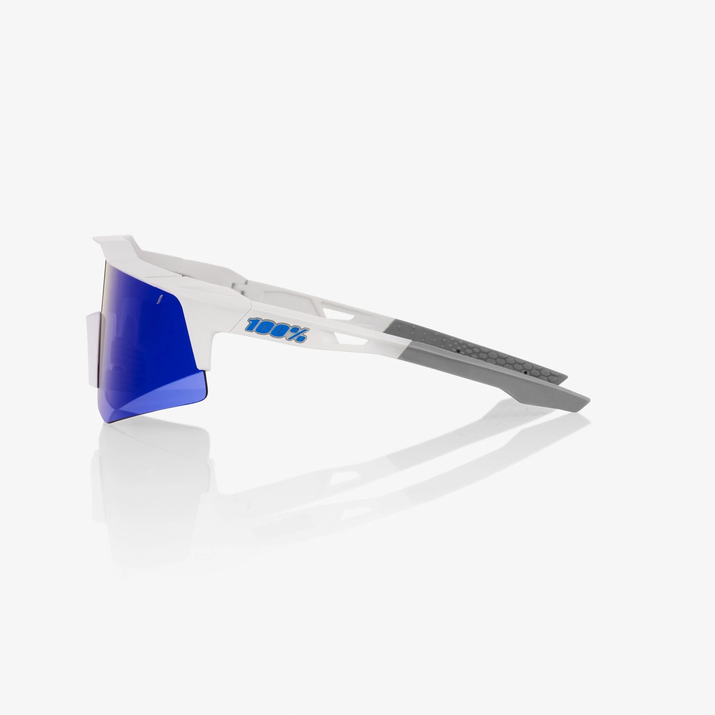 100% Speedcraft XS Matte White Sunglasses Blue Multilayer Lens lightweight cycling eyewear