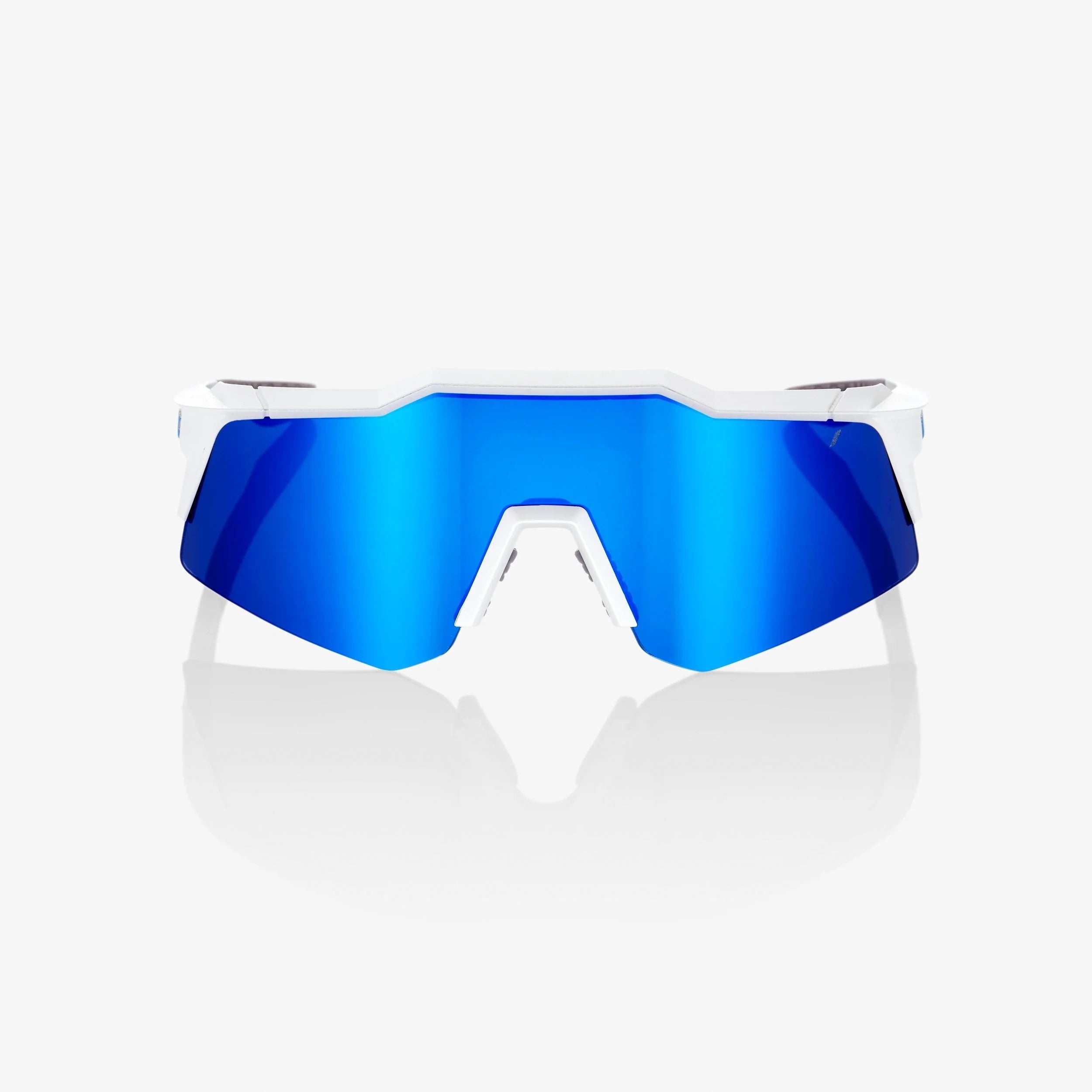 100% Speedcraft XS Matte White Sunglasses Blue Multilayer Lens lightweight cycling eyewear