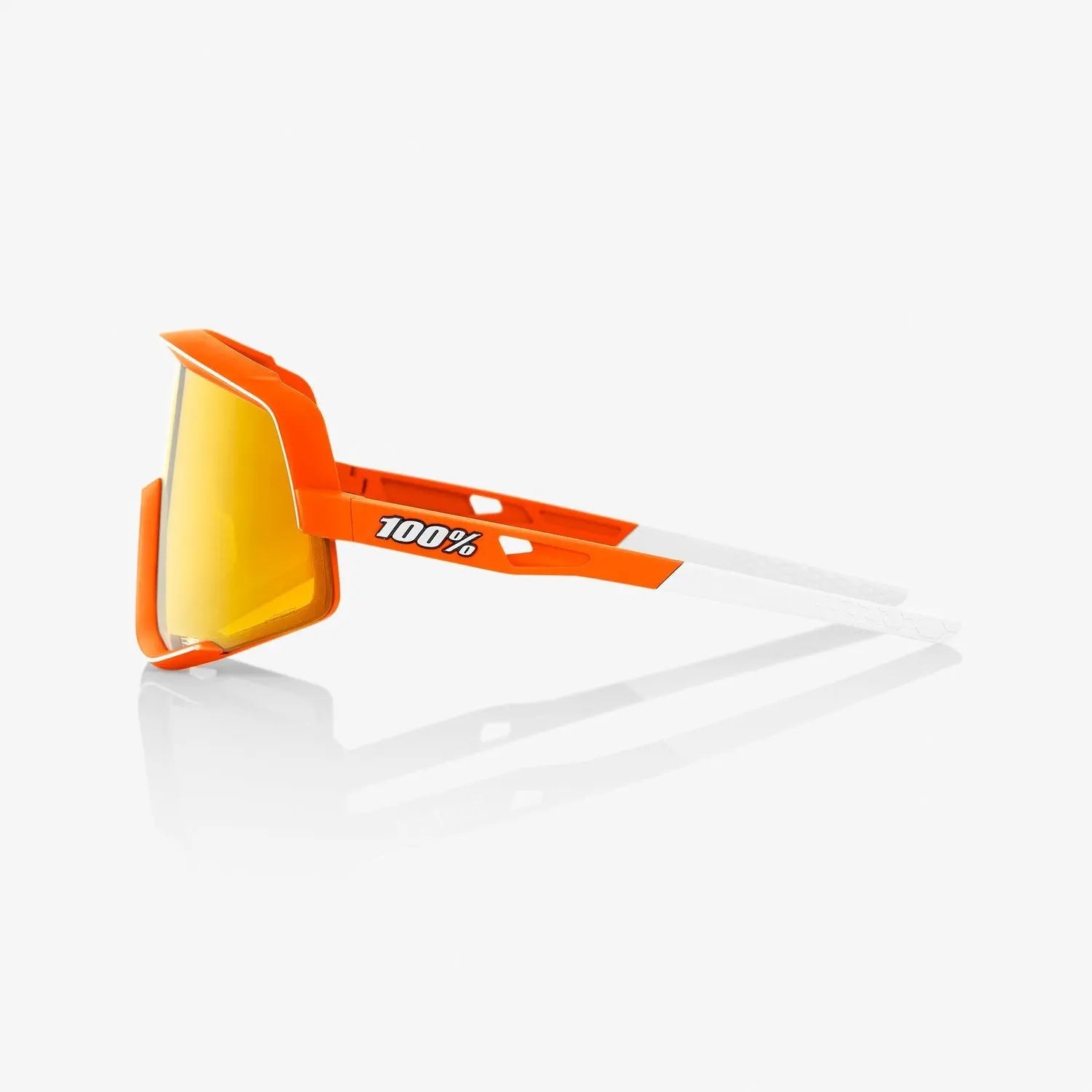 100% GLENDALE Neon Orange sunglasses with Red Multilayer Mirror and Clear lenses for cycling