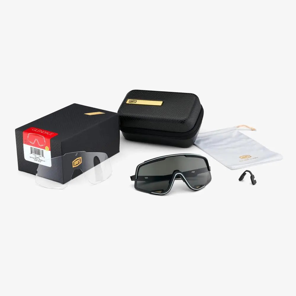 100% GLENDALE Neon Orange sunglasses with Red Multilayer Mirror and Clear lenses for cycling