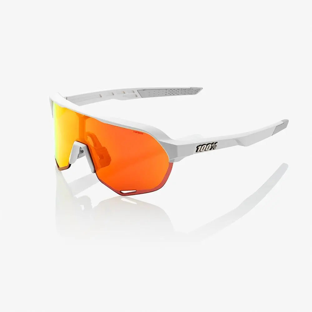 100% S2 Soft Tact Off White cycling sunglasses with Red Multilayer Mirror lens
