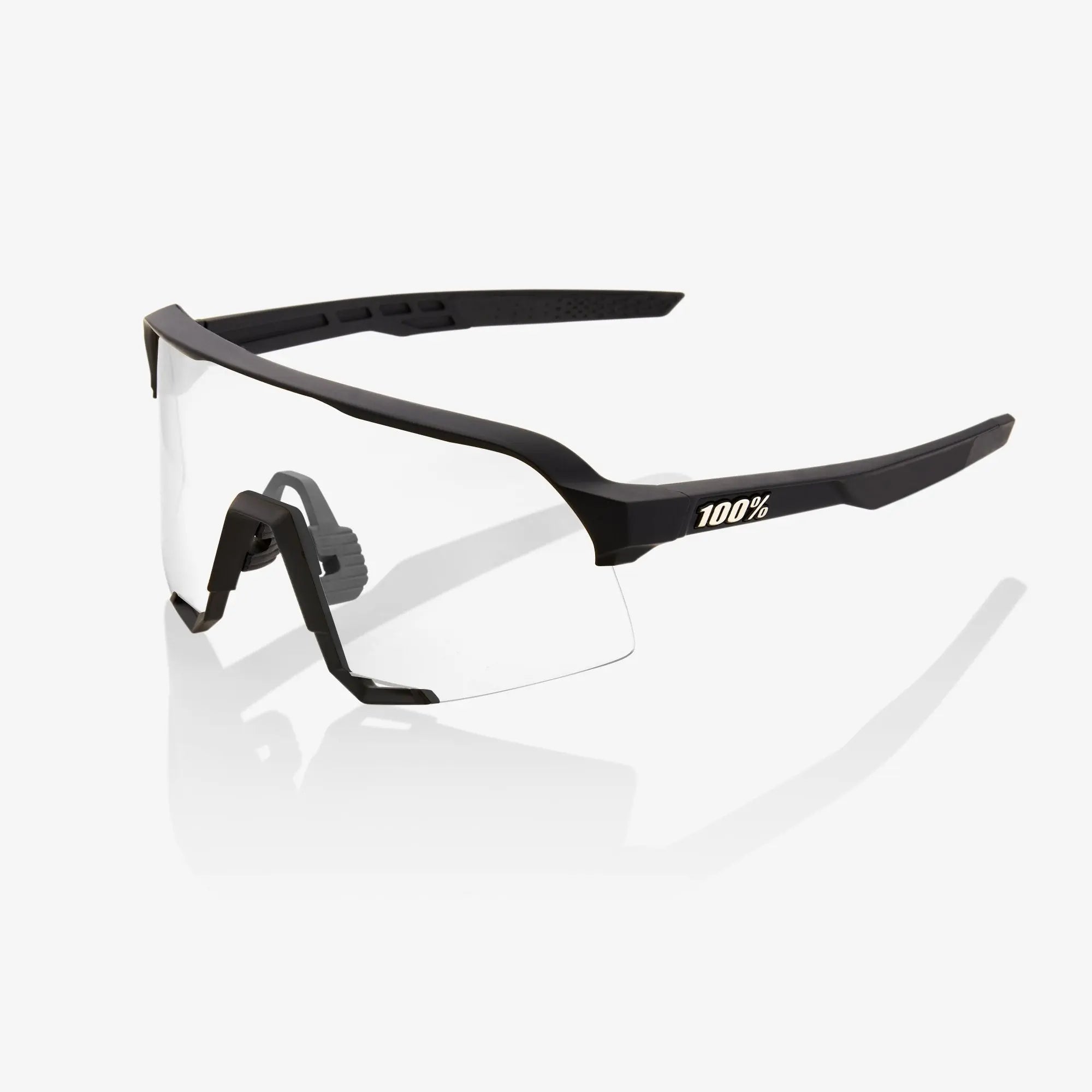 100% S3 Soft Tact Black cycling sunglasses with Soft Gold Mirror and Clear lenses