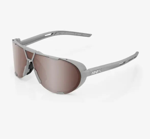 100% Westcraft Soft Tact Cool Grey sunglasses Crimson Silver Mirror lens UV protective performance cycling eyewear