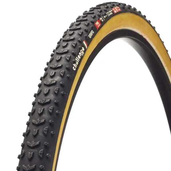 Challenge Grifo Pro clincher tire 700x33 handmade cyclocross bike tire with all-round tread for mixed terrain grip and control