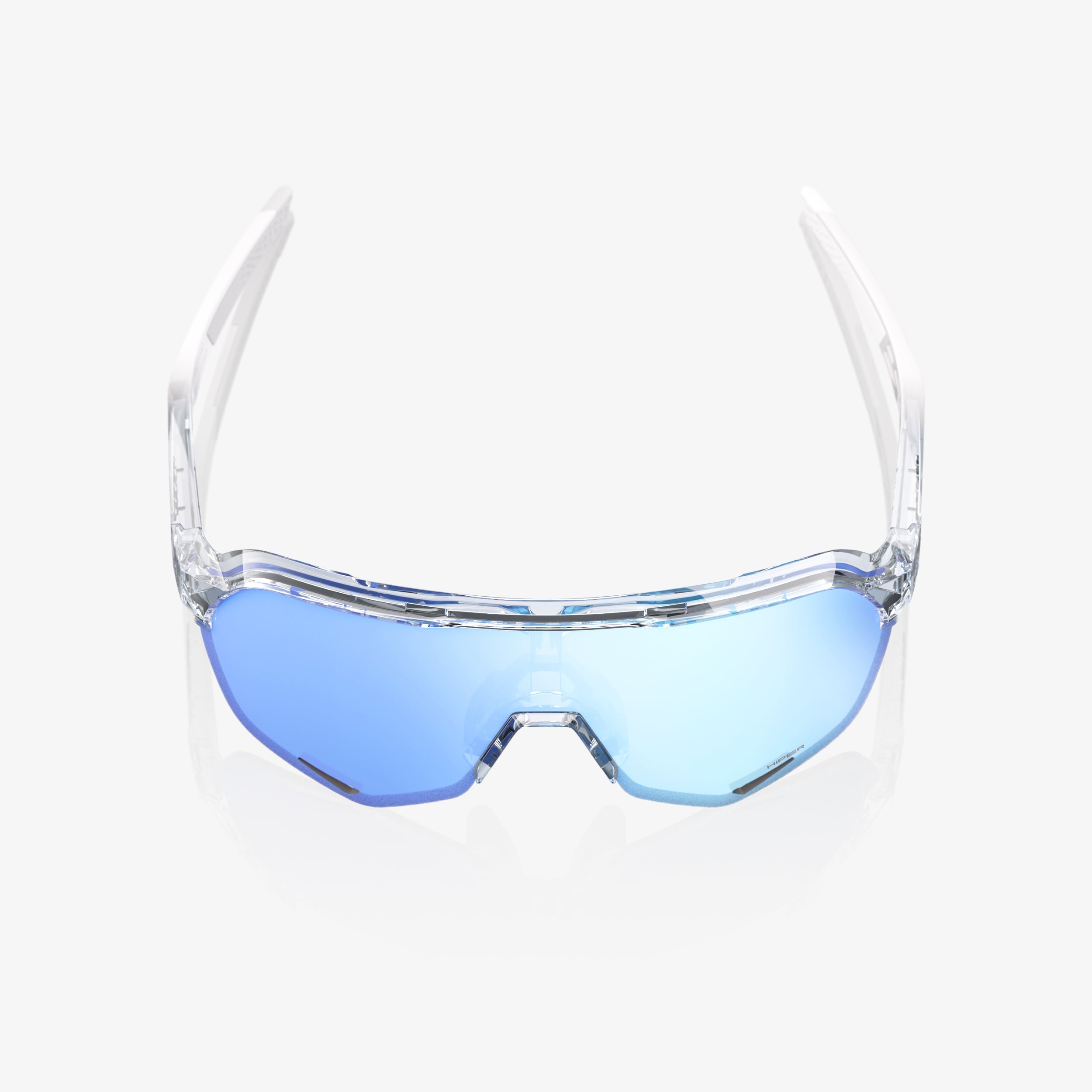 “100% S2 translucent clear sunglasses with HiPER blue multilayer mirror lens – Cycling eyewear”