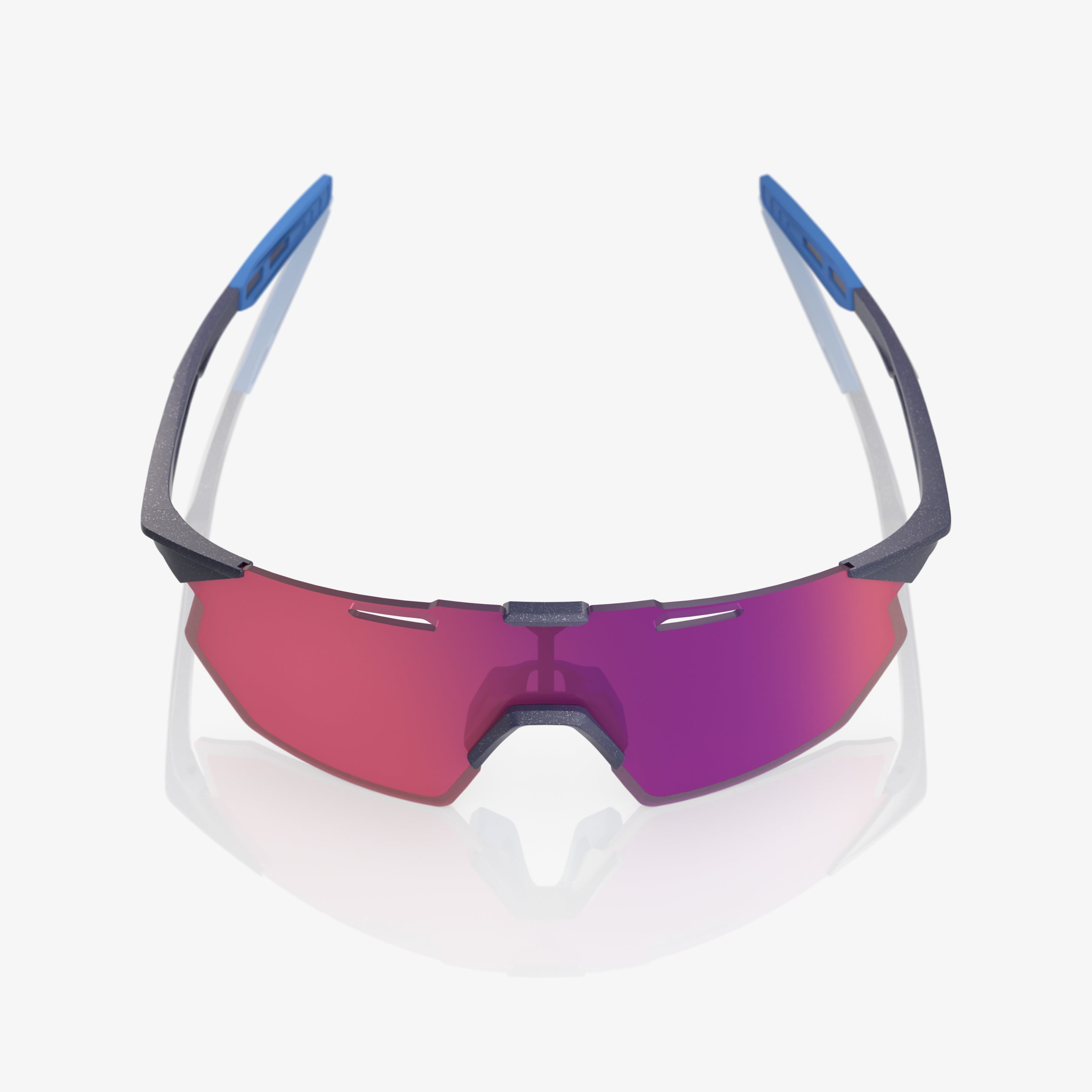 “100% Hypercraft SQ cycling sunglasses with purple mirror lens – satin storm metallic frame eyewear”