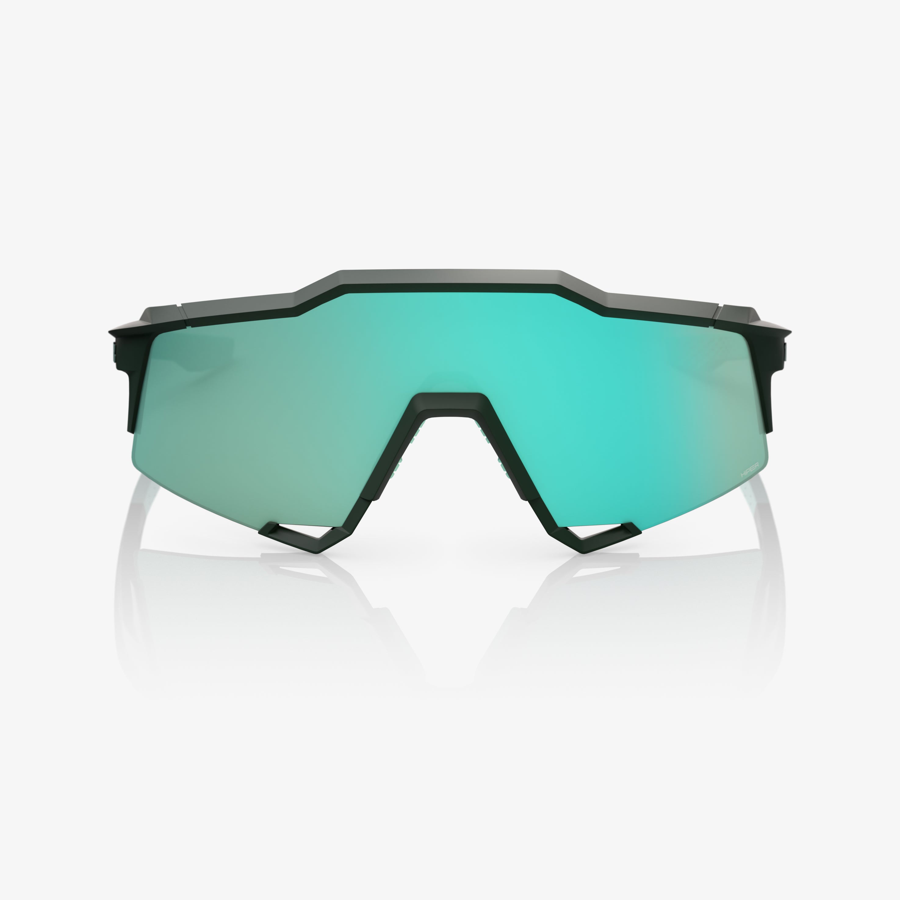 “100% Speedcraft cycling sunglasses with HiPER Mint mirror lens – Soft Tact Juniper performance eyewear”