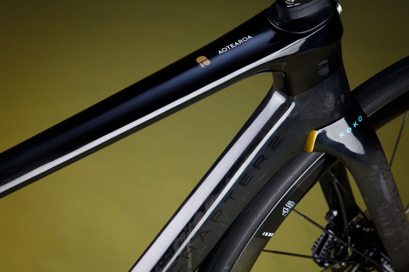 Chapter2 KOKO Aero Disc Brake Frameset in black and UD gold lightweight carbon frame designed for aerodynamic speed and precision