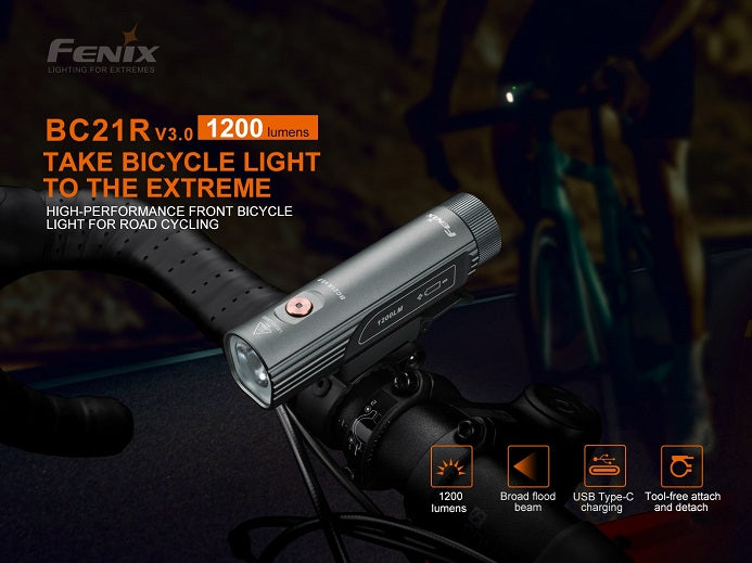 Fenix BC21R V3.0 high-performance USB rechargeable bicycle light durable design for bright and safe night riding