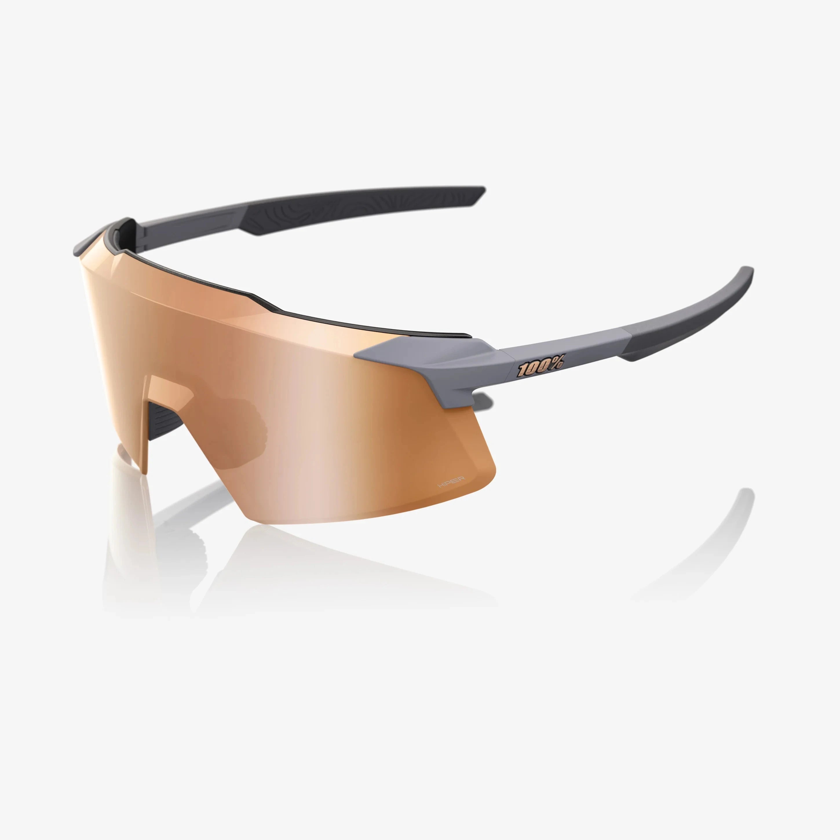 100% Aerocraft soft tact grey sunglasses with HiPER copper mirror lens for cycling and outdoor performance