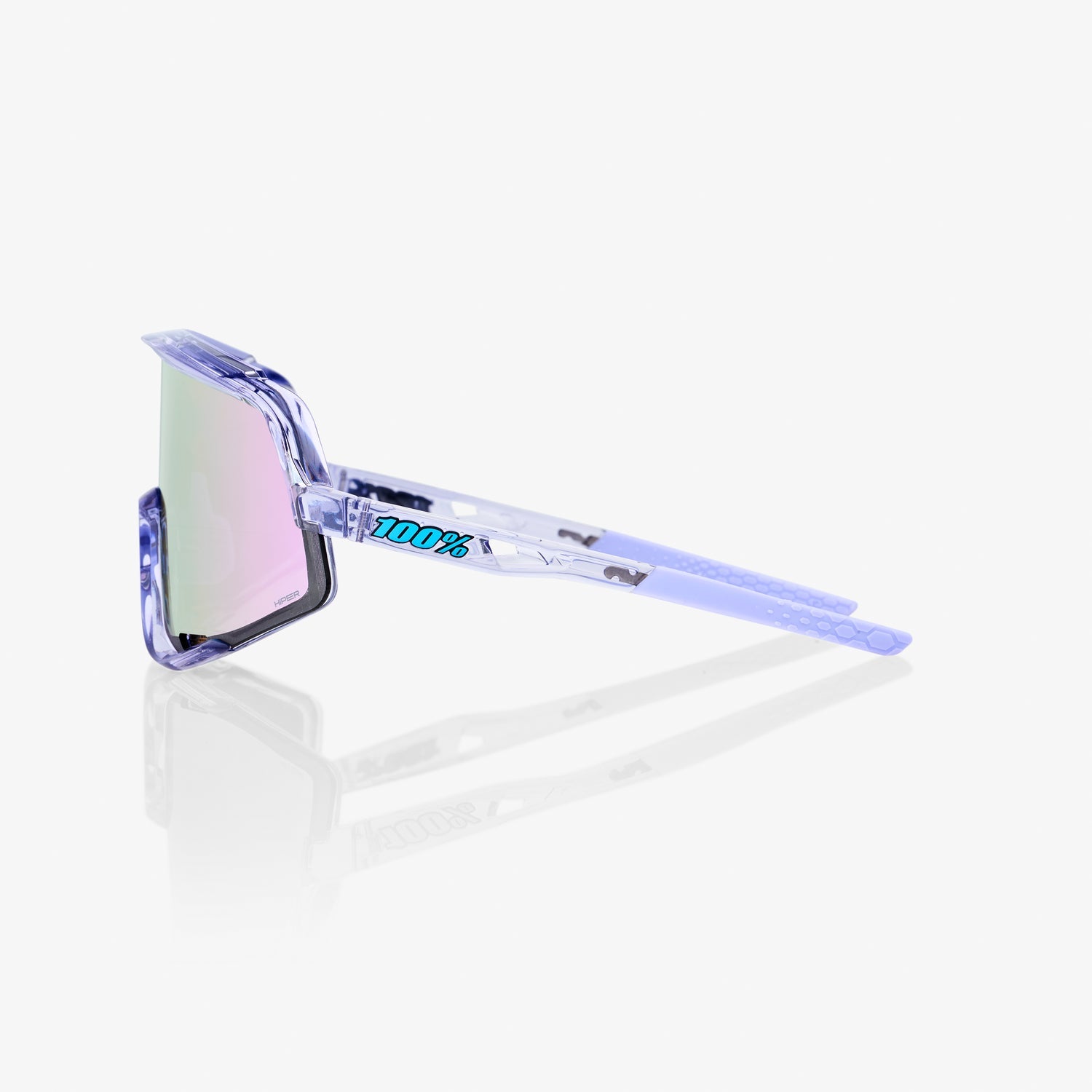 100% Glendale Polished Translucent Lavender Sunglasses with HiPER Lavender Mirror Lens providing UV protection and enhanced optical clarity