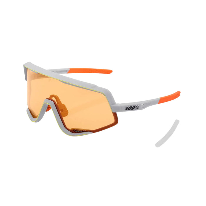 100% Glendale Soft Tact Oxyfire White Sunglasses, Persimmon Lens