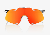 100% Hypercraft black chrome sunglasses with HiPER red mirror lens for professional cycling and outdoor performance