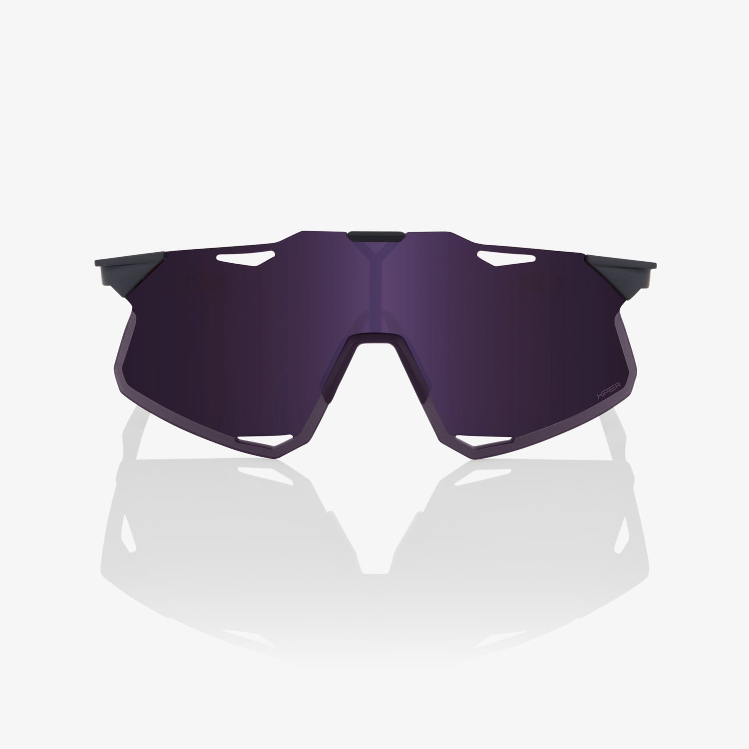 100% Hypercraft Matte Metallic Digital Brights Sunglasses with Dark Purple Lens providing UV protection and clear vision for cycling performance