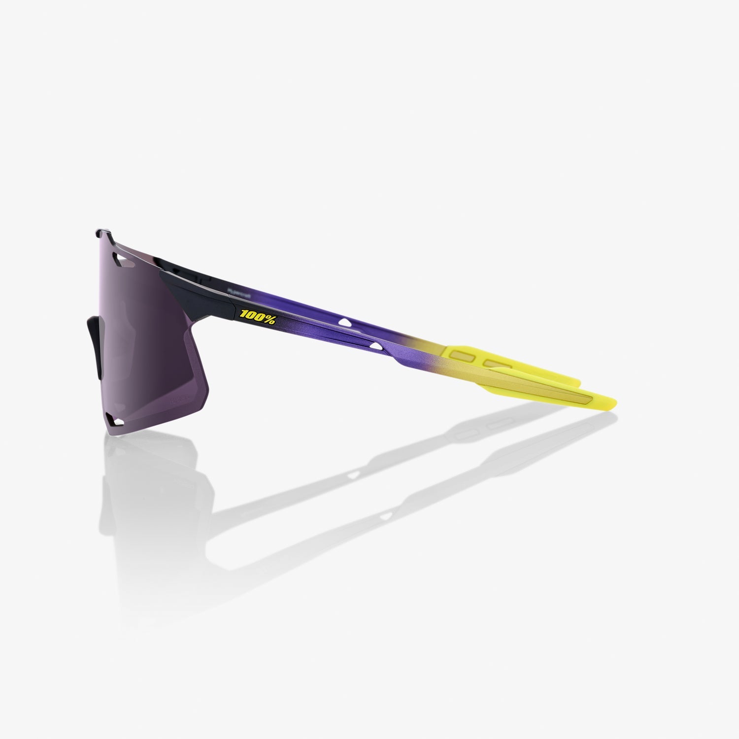 100% Hypercraft Matte Metallic Digital Brights Sunglasses with Dark Purple Lens providing UV protection and clear vision for cycling performance