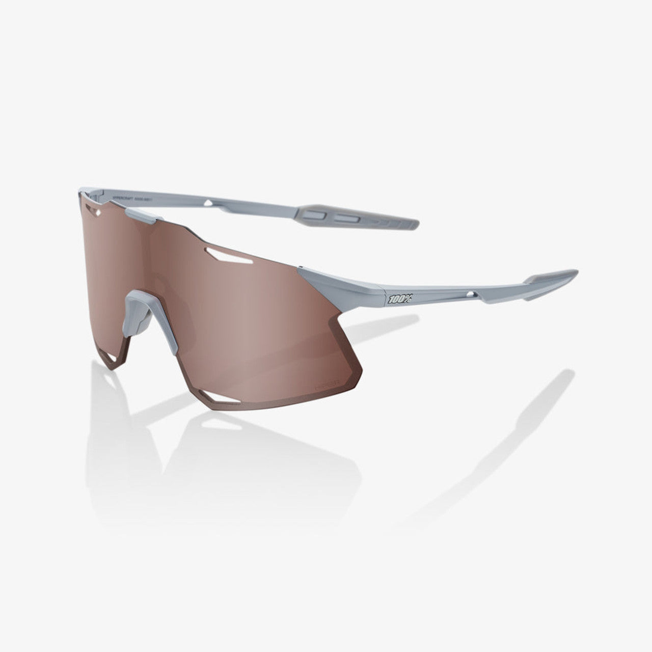 100% Hypercraft Matte Stone Grey Sunglasses with Hiper Crimson Silver Mirror Lens for high-clarity performance and style
