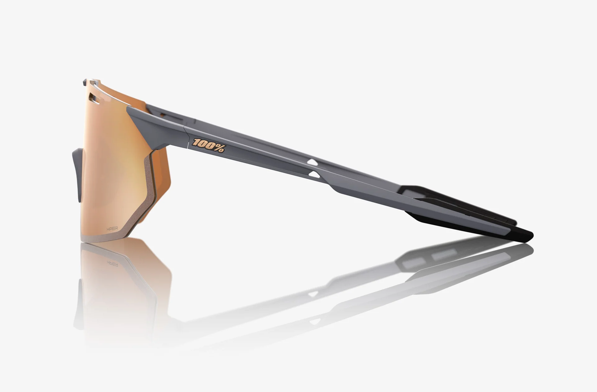 100% Hypercraft SQ Soft Tact Grey Sunglasses with HiPER Copper Mirror Lens – UV400 cycling eyewear with high-contrast optics