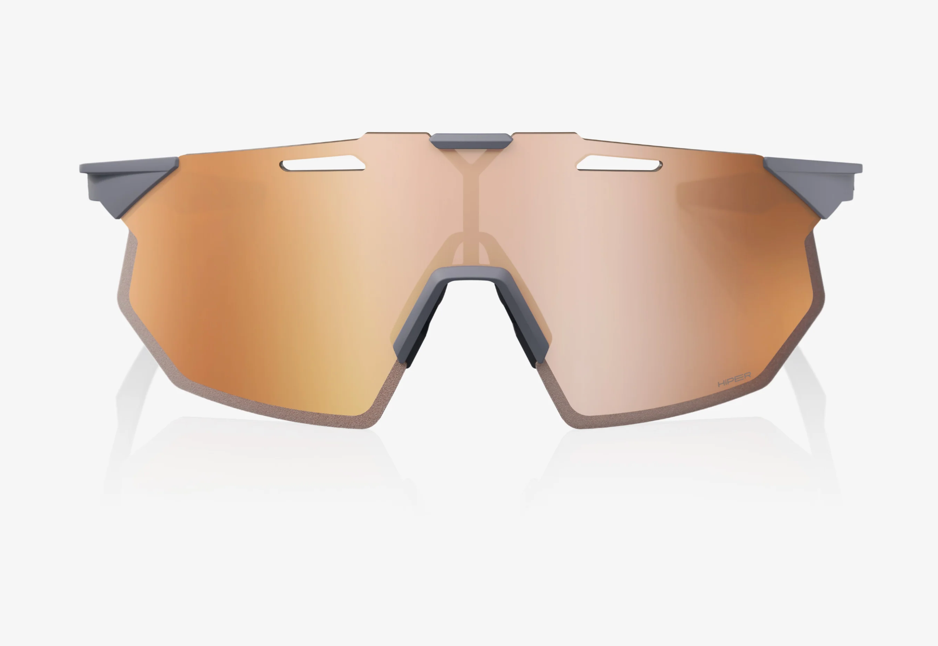 100% Hypercraft SQ Soft Tact Grey Sunglasses with HiPER Copper Mirror Lens – UV400 cycling eyewear with high-contrast optics