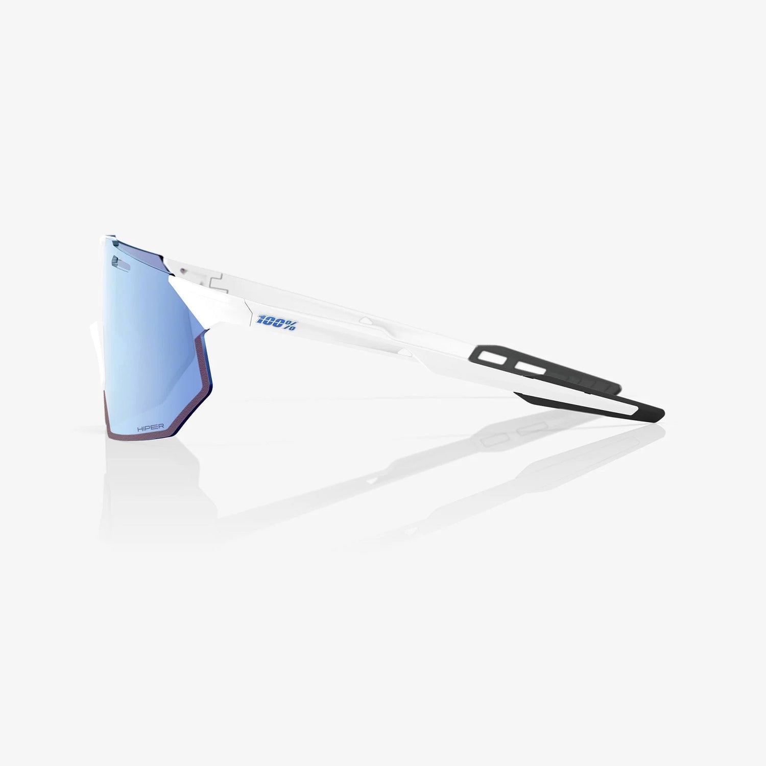 100% Hypercraft SQ Soft Tact White Sunglasses HiPER Blue Multilayer Lens cycling eyewear