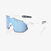 100% Hypercraft SQ Soft Tact White Sunglasses, HiPER Blue Multilayer Lens