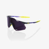 100% Hypercraft XS Matte Metallic Digital Brights Sunglasses with Dark Purple Lens providing UV protection and sharp vision for cycling performance