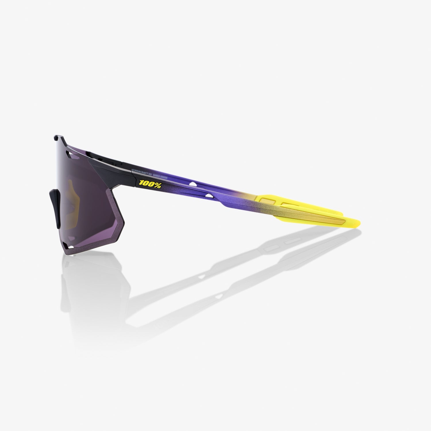 100% Hypercraft XS Matte Metallic Digital Brights Sunglasses with Dark Purple Lens providing UV protection and sharp vision for cycling performance