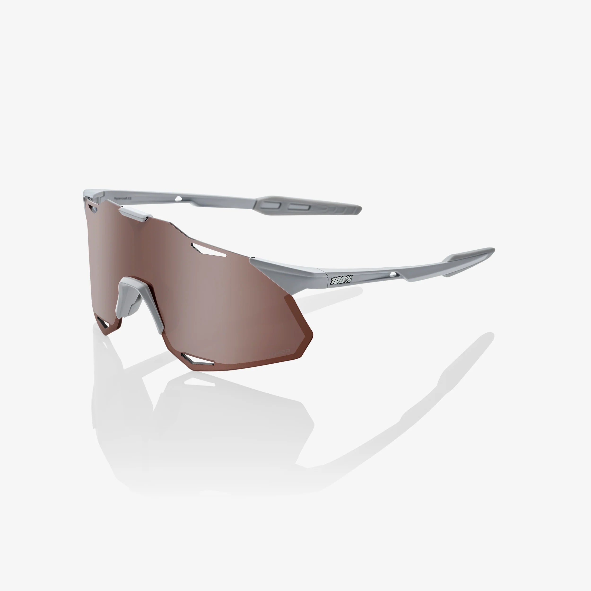 100% Hypercraft XS Matte Stone Grey Sunglasses HiPER Crimson Silver Lens cycling eyewear
