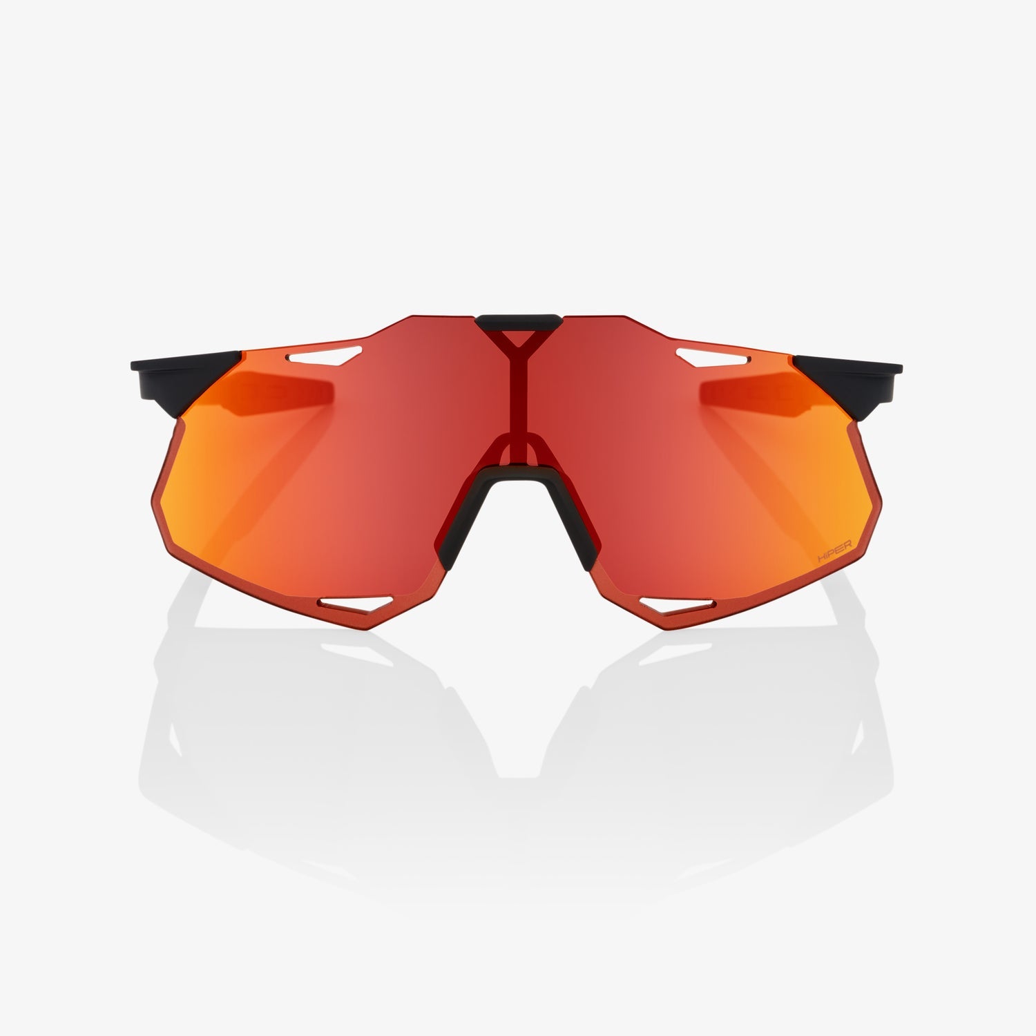 100% Hypercraft XS Soft Tact Black Sunglasses with HiPER Red Multilayer Mirror Lens offering UV protection and high-contrast clarity