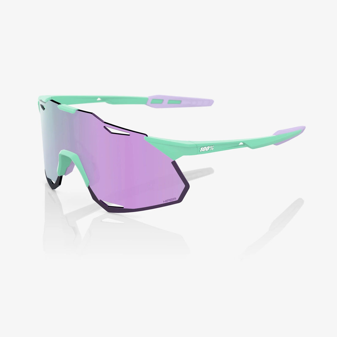 100% Hypercraft XS Soft Tact Mint Sunglasses HiPER Lavender Mirror Lens cycling eyewear