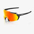 100% Korbin Sunglasses Gloss Metallic Black HiPER Red Multilayer Mirror Lens cycling eyewear
