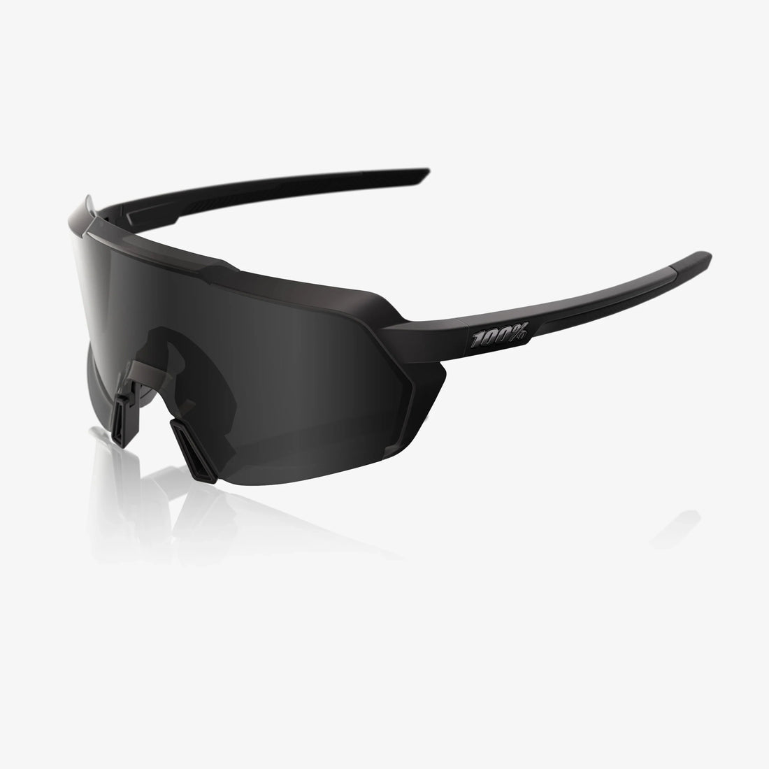 100% Korbin matte and gloss black sunglasses with black mirror lens for cycling and outdoor performance