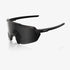100% Korbin matte and gloss black sunglasses with black mirror lens for cycling and outdoor performance