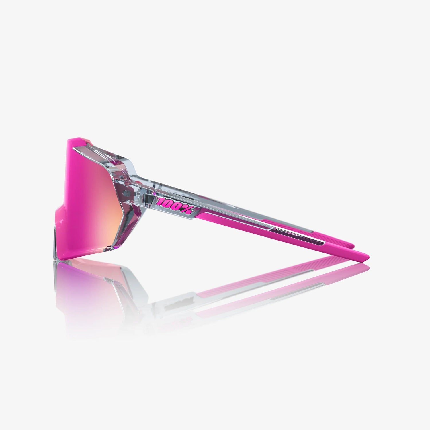 100% Korbin Sunglasses Polished Translucent Grey Purple Multilayer Mirror Lens cycling eyewear