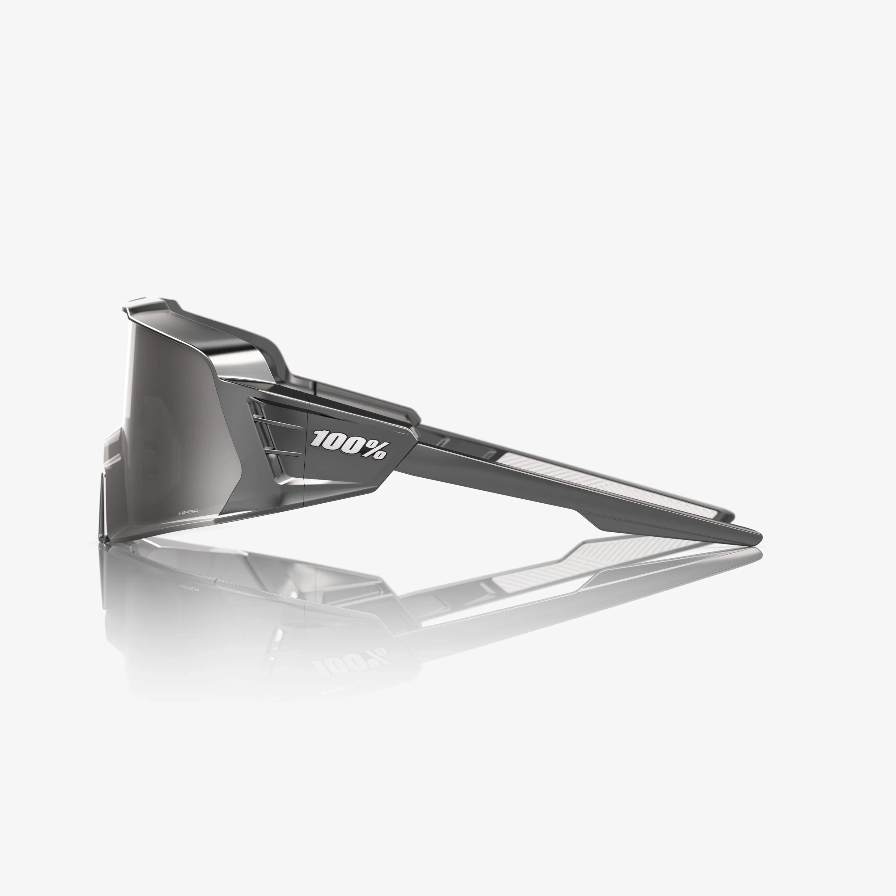 100% Korbin X gloss black chrome sunglasses with HiPER silver chrome lens for cycling and outdoor performance