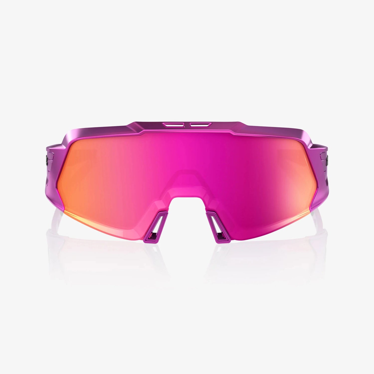 100% Korbin X gloss purple chrome sunglasses with purple multilayer mirror lens for cycling and outdoor performance